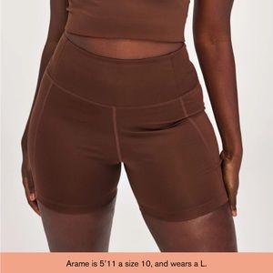 Girlfriend Collective Brown High Rise Run Short